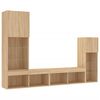 vidaXL 4 Piece TV Wall Units with LED Sonoma Oak Engineered Wood