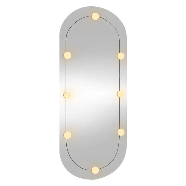 vidaXL Wall Mirror With LED Light Transparent Glass, Plastic Medium