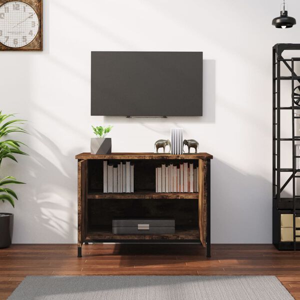 vidaXL TV Cabinet Smoked Oak Engineered Wood, Steel TV Cabinet
