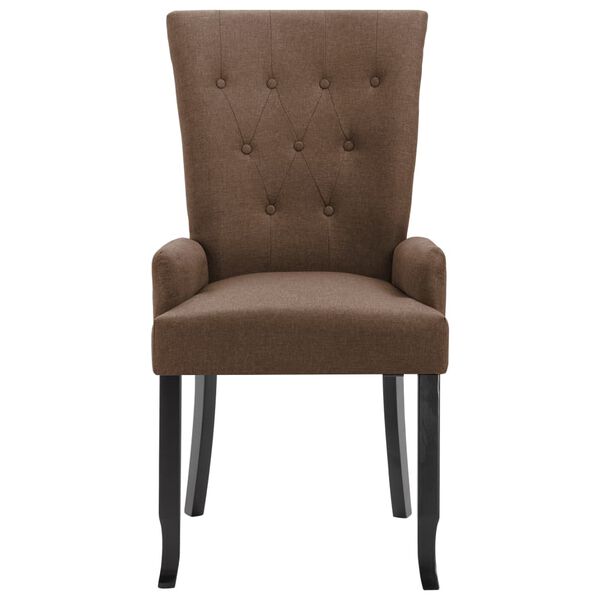 vidaXL Dining Chair with Armrests Brown Fabric