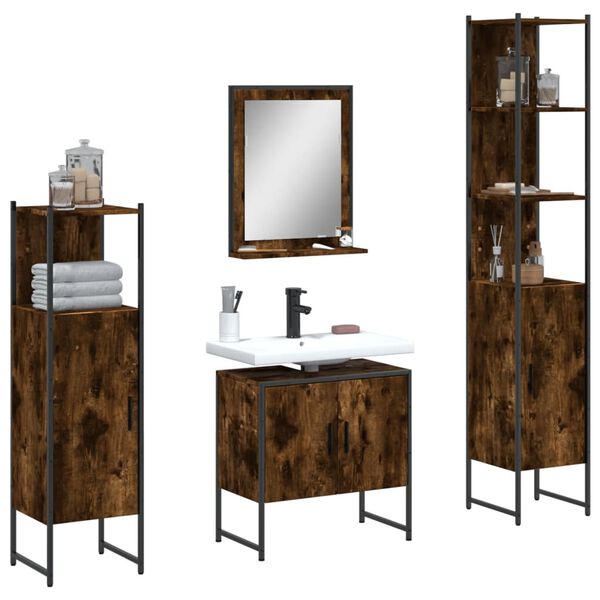 vidaXL Bathroom Cabinet Set Smoked Oak Engineered Wood Standard