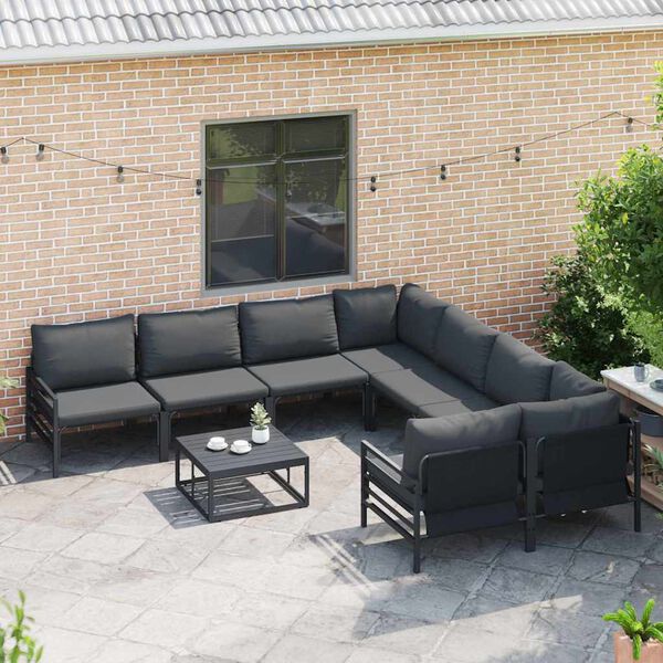 vidaXL Garden Sofa Set with Cushion Anthracite Steel