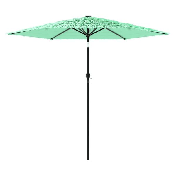 vidaXL Garden Parasol Green Polyester, Powder-Coated Steel, Straw Large