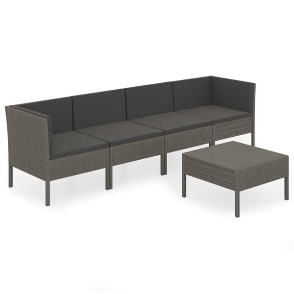 vidaXL Garden Lounge Set Grey/Anthracite PE rattan, powder-coated steel