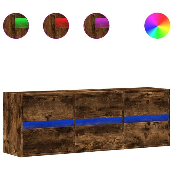 vidaXL TV Wall Cabinet Smoked Oak Engineered wood Medium TV Wall Cabinet