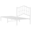 vidaXL Bed Frame White Powder-Coated Steel Twin Bed Frame Rectangular