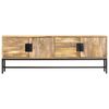 vidaXL TV Cabinet Brown and Black Solid Mango Wood and Powder-Coated Steel