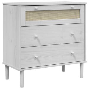 vidaXL Drawer Cabinet White Solid pine wood 31.5 x 15.7 x 31.5 in