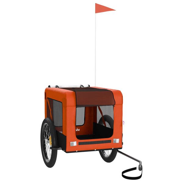 vidaXL Pet Bike Trailer Orange and Black Oxford fabric, iron, PVC Medium