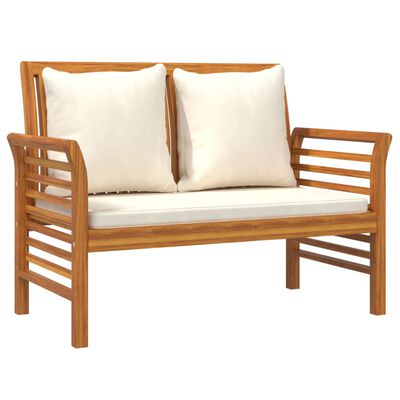 vidaXL 2 Piece Patio Lounge Set with Cream White Cushions Solid Wood
