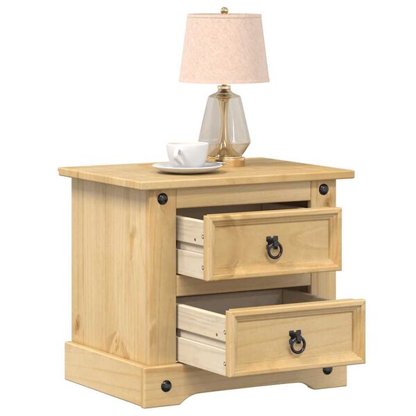 vidaXL Nightstand Honey wax Solid pine wood, metal 20.9 x 15.4 x 19.7 in