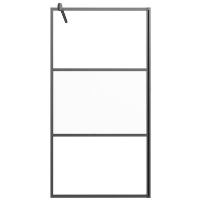 vidaXL Walk-in Shower Wall 39.4"x76.8" Half Frosted ESG Glass Black