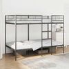 vidaXL Bunk Bed Black Steel Standard Bunk Bed Rectangular Modern
