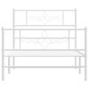vidaXL Bed Frame White Powder-coated steel Twin Bed Frame Rectangular