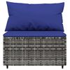 vidaXL Patio Lounge Set Gray with dark blue cushions