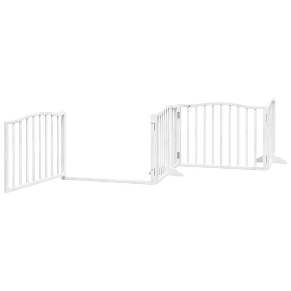 vidaXL Dog Gate Set of 4 White Poplar Wood 126.0 in Total Length