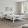 vidaXL Bed Frame White and Black Metal 55 x 79 in Decorative Inlays