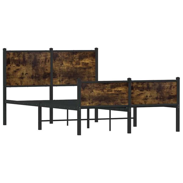 vidaXL Bed Frame Smoked Oak Steel Double Bed Frame Rectangular