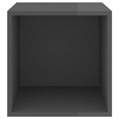 vidaXL Wall Cabinets 4 pcs High Gloss Gray 14.6"x14.6"x14.6" Engineered Wood