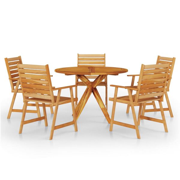 vidaXL Garden Dining Set Natural Wood Solid acacia wood 6-piece
