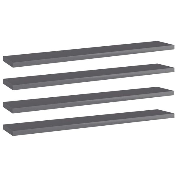 vidaXL Shelf Set of 4 High gloss grey Engineered wood