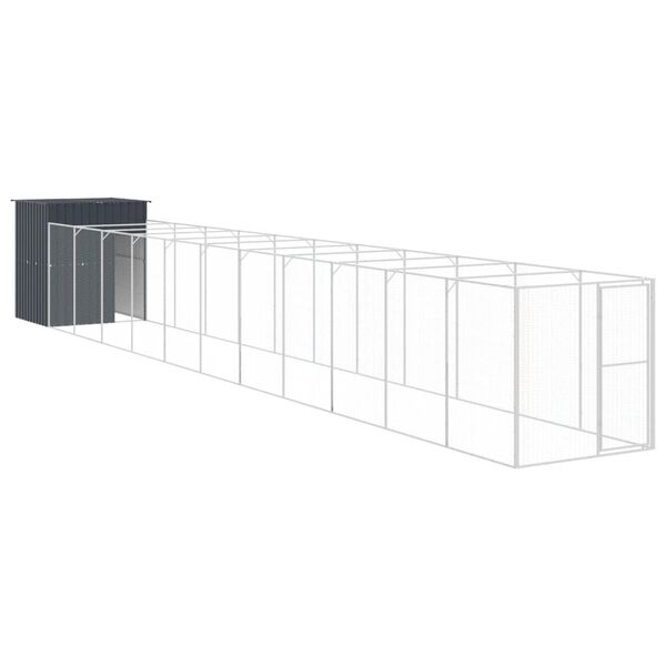 vidaXL Dog House Anthracite Galvanized Steel 65 x 50 x 71.3 in Durable