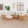 vidaXL 10 Piece Patio Lounge Set with Cream Cushion Solid Teak Wood