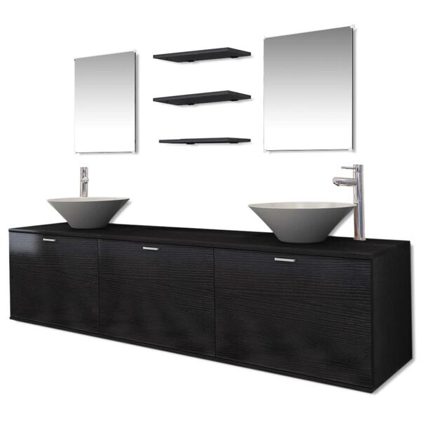 vidaXL Bathroom Cabinet Black Engineered Wood Standard Bathroom Cabinet