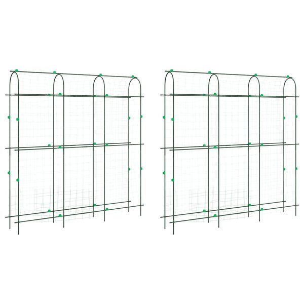 vidaXL Garden Trellis Set of 2 Green Steel with PE coating and PP clips
