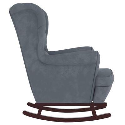 vidaXL Rocking Chair with Solid Wood Rubber Legs Dark Gray Velvet