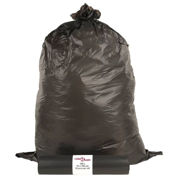 vidaXL Bin Bags 250 pcs Black 31.7 gal