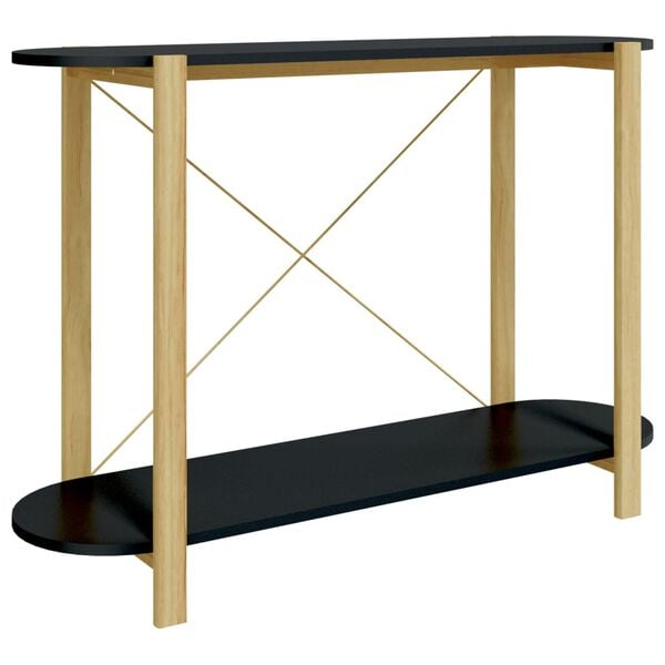 vidaXL Console Table Black Engineered wood, Solid pine wood, Metal Medium