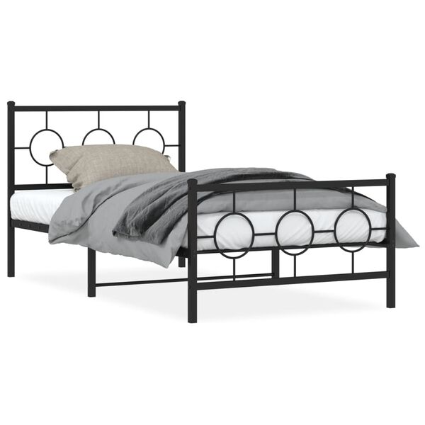 vidaXL Bed Frame Black Powder-Coated Steel 77.2 in x 39.4 in x 35.8 in