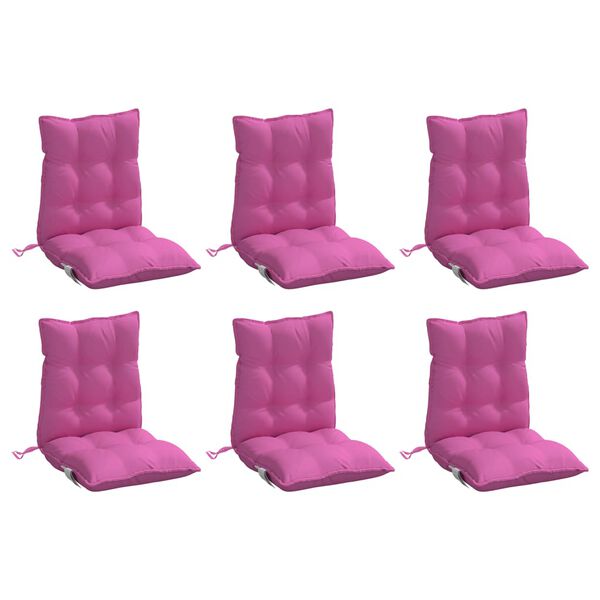 vidaXL Lowback Chair Cushion Set of 6 Pink Oxford fabric (100% polyester)