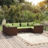 vidaXL Garden Lounge Set Brown with green cushions