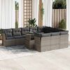 vidaXL Garden Sofa Set Grey PE Rattan Large Adjustable Feet
