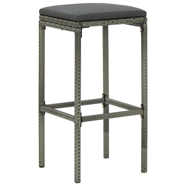 vidaXL Bar Stool Set of 2 Gray Steel Standard Footrest Bar Stool