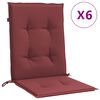 vidaXL Lowback Chair Cushion Set of 6 Melange Wine Red 100% Polyester