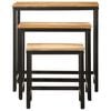 vidaXL Nesting Side Table Natural wood, black Solid mango wood, iron