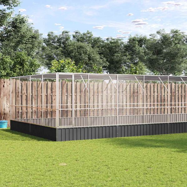 vidaXL Aviary Silver and anthracite Galvanized steel Large Aviary