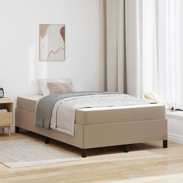 vidaXL Bed Frame with Mattress Cappuccino 47.24 x 78.74 in Fabric
