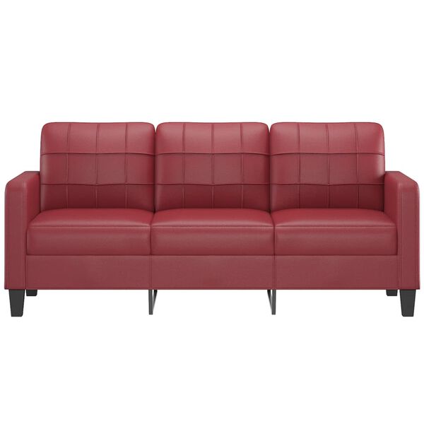 vidaXL 3-seater Sofa Wine Red Faux leather, metal, textilene, foam