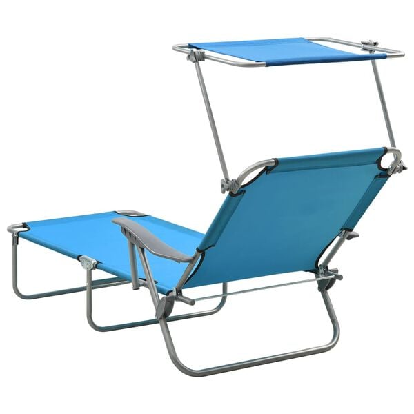 vidaXL Outdoor Sunbed Blue Powder-coated steel, fabric Standard Foldable