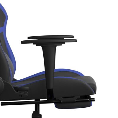 vidaXL Massage Gaming Chair with Footrest Black&Blue Faux Leather