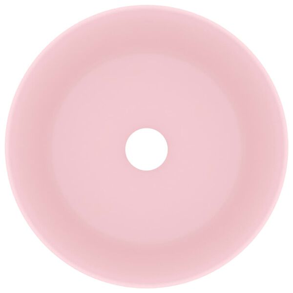 vidaXL Luxury Wash Basin Round Matt Pink 15.7x5.9" Ceramic