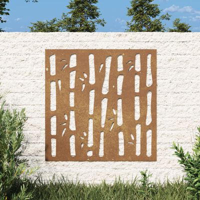 vidaXL Patio Wall Decoration 21.7"x21.7" Corten Steel Bamboo Design