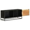 vidaXL TV Cabinet Black, Brown Rough Mango Wood, Iron, MDF Medium