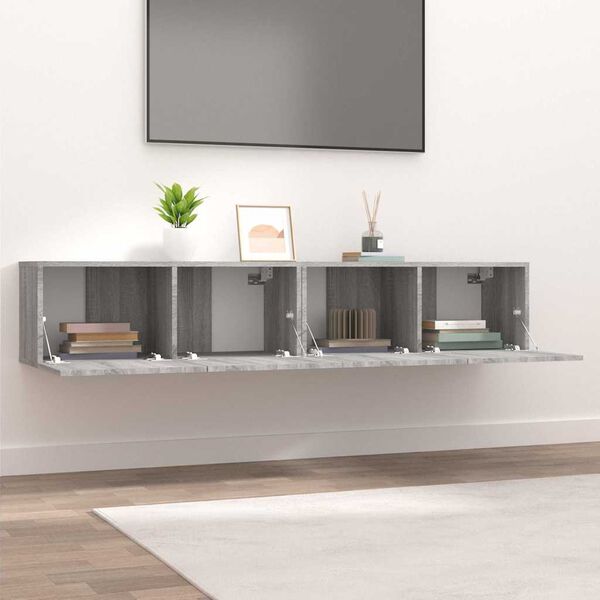 vidaXL TV Cabinet Set of 2 Grey Sonoma Engineered wood Drop-Down