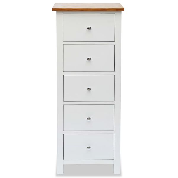 vidaXL Tall Chest of Drawers 17.7"x12.6"x45.3" Solid Oak Wood