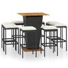 vidaXL Garden Bar Set Black PE Rattan Large Footrest Garden Bar Set